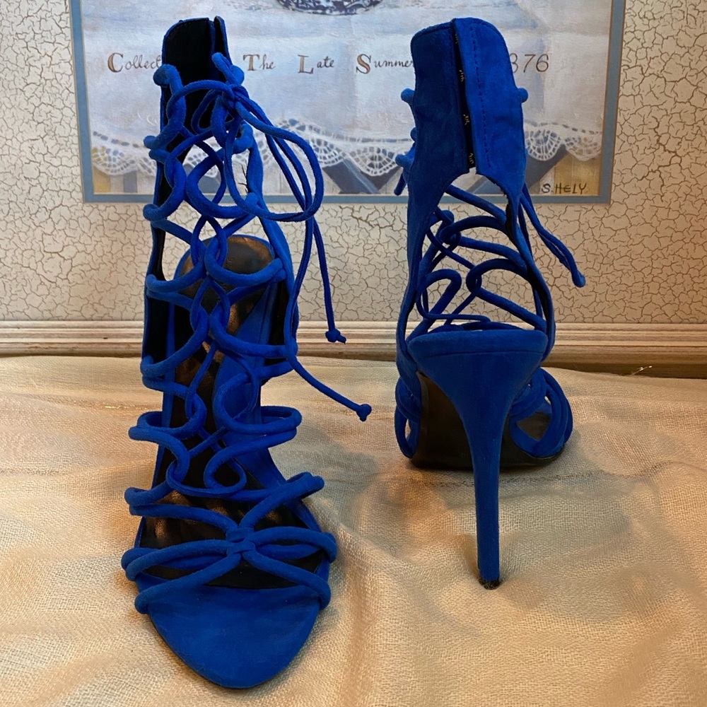 Zara Cobalt Blue Strappy Slingback Heels